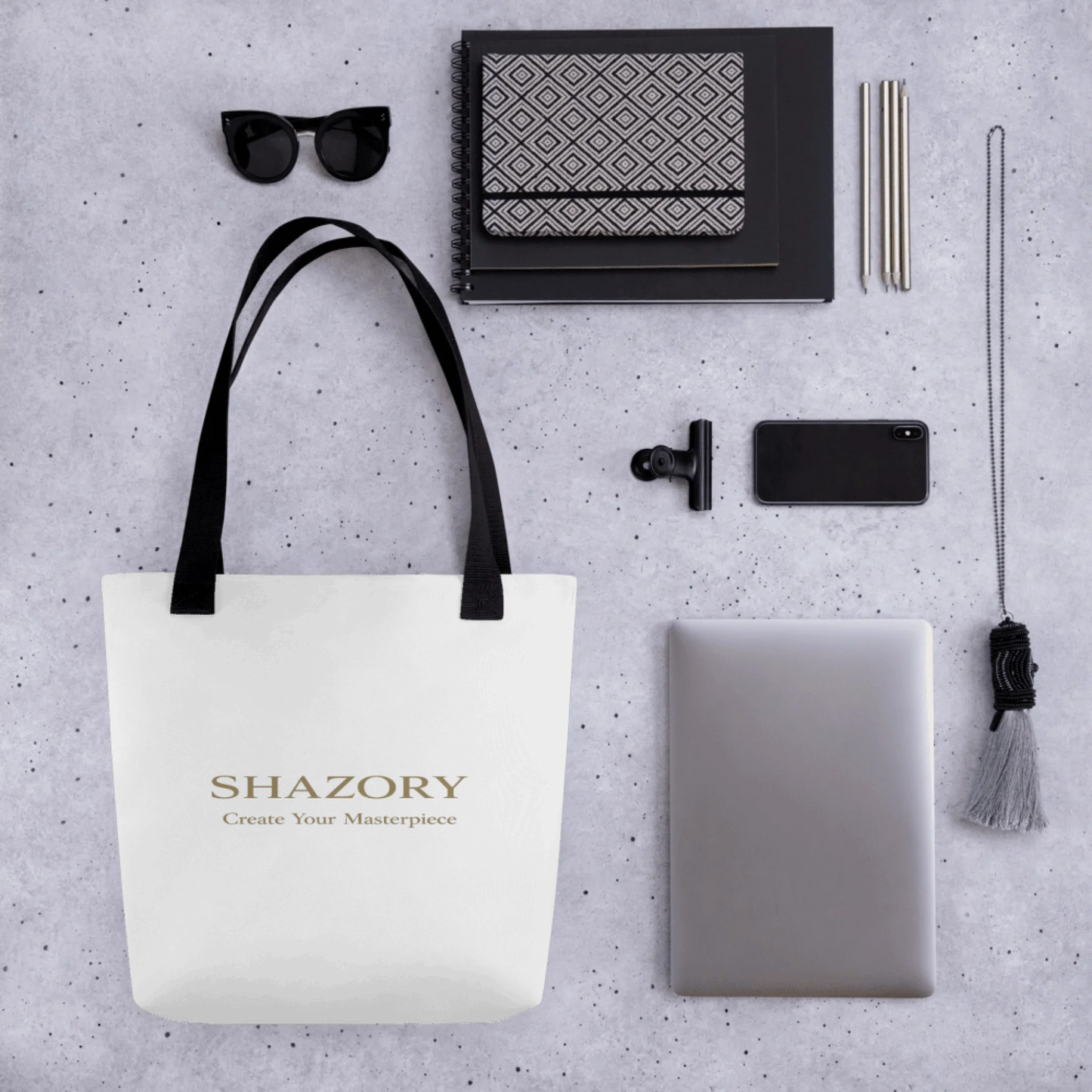 Custom all-over print tote bag with personalized design from Shazory