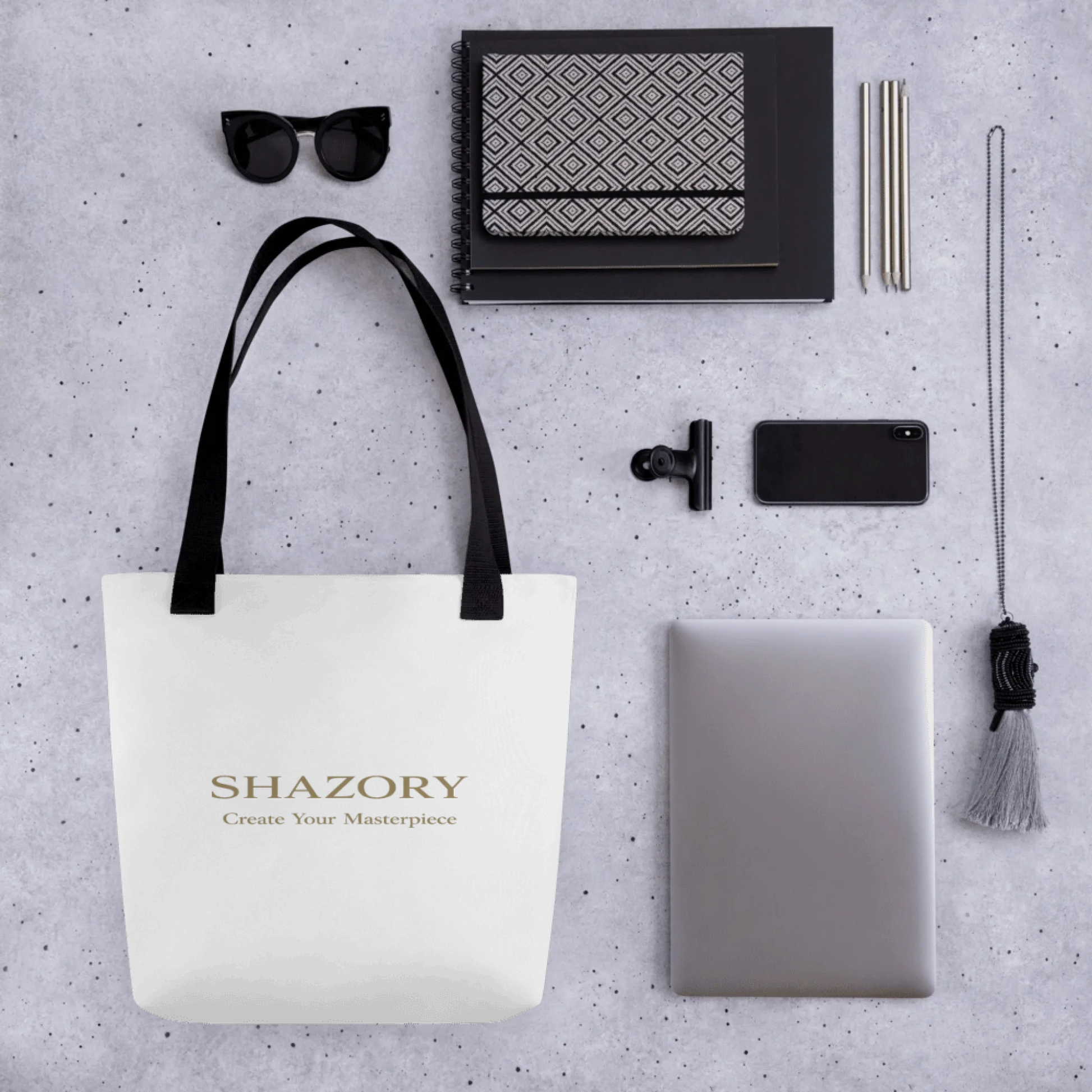 Custom all-over print tote bag with personalized design from Shazory