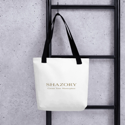 Front view of personalized all-over tote bag — carry-all bag for everyday use