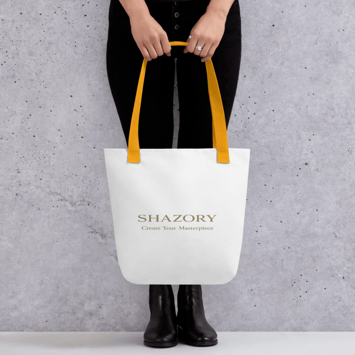 Color or size variation of personalized all-over tote bag — custom tote bag