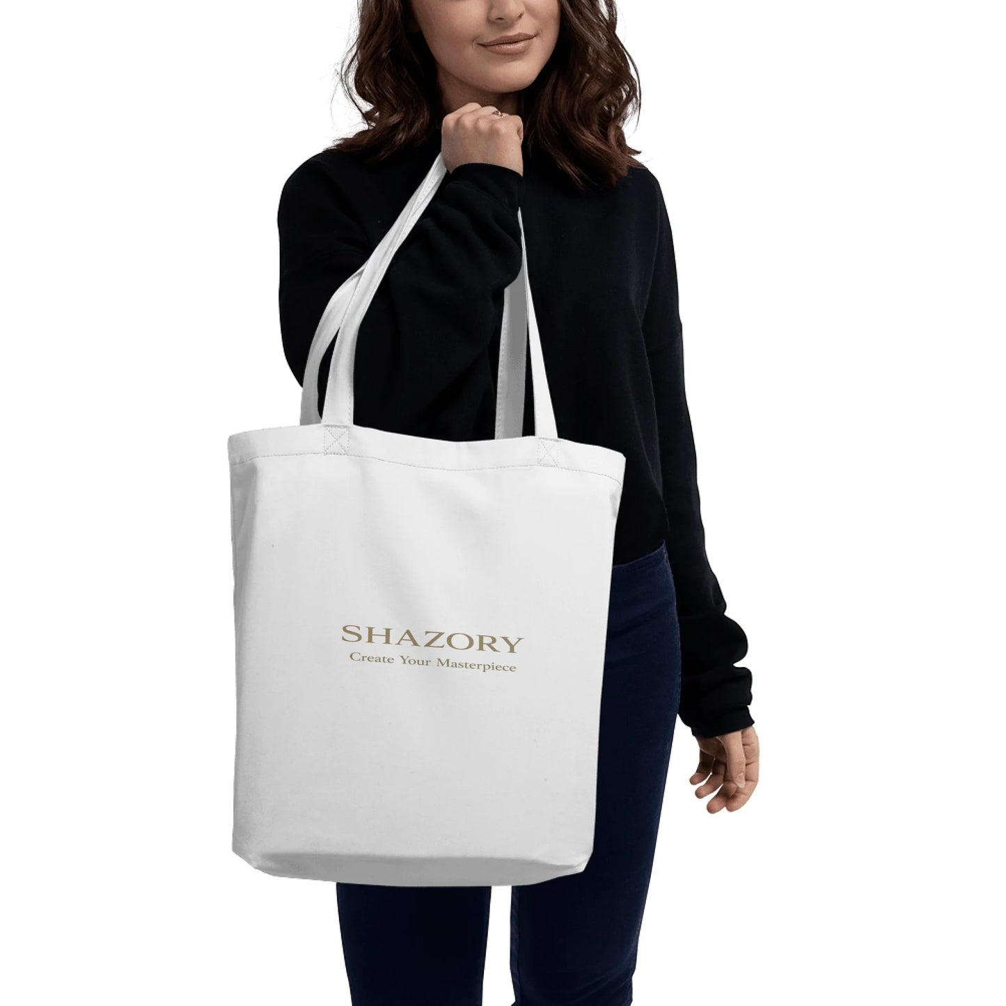 Front view of personalized organic cotton tote bag — eco friendly bag for everyday use