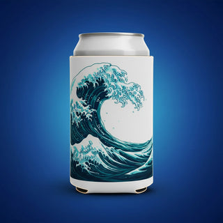 Detail texture macro of custom can cooler — premium drink sleeve finish