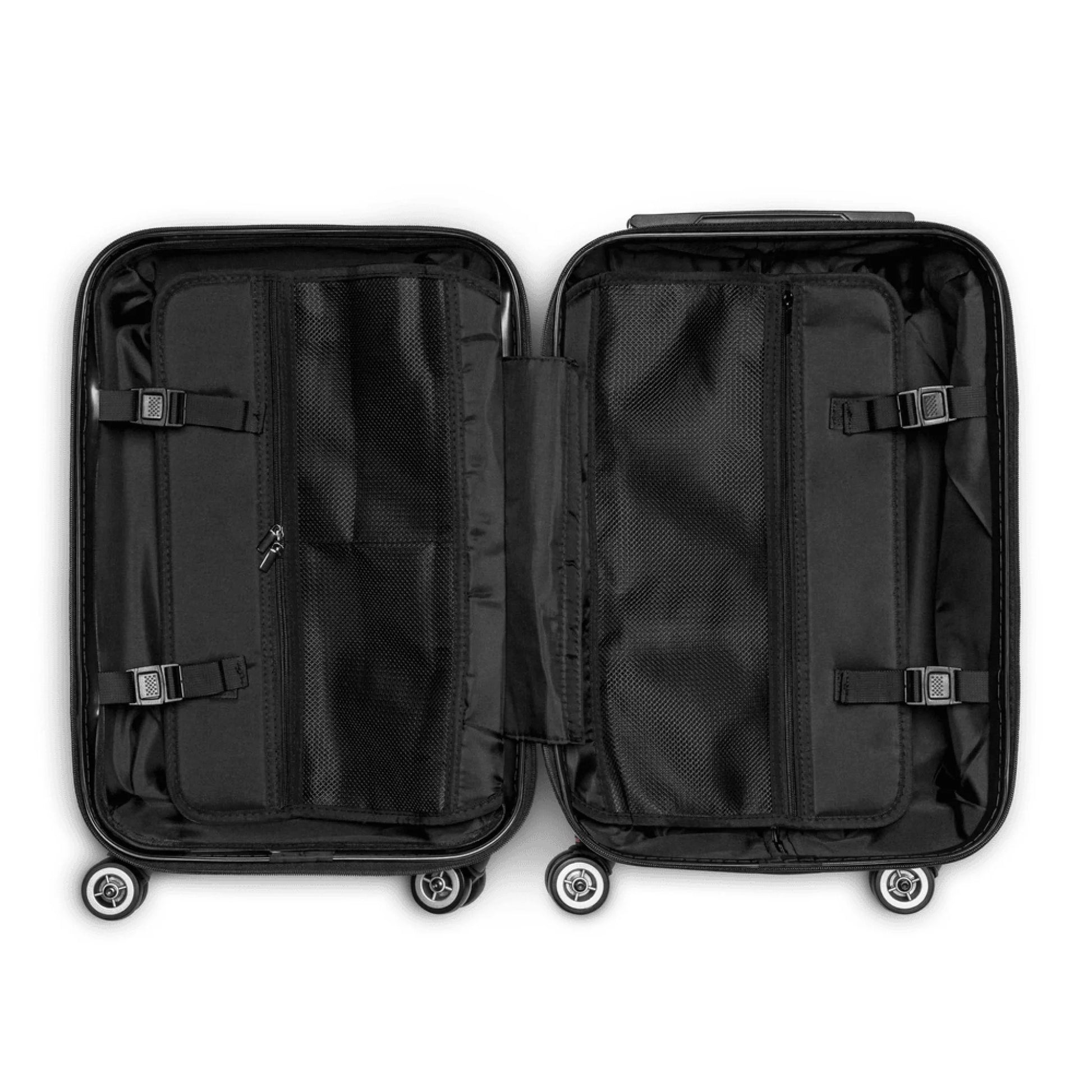 Detail shot of personalized suitcase — fade-resistant photo or design print