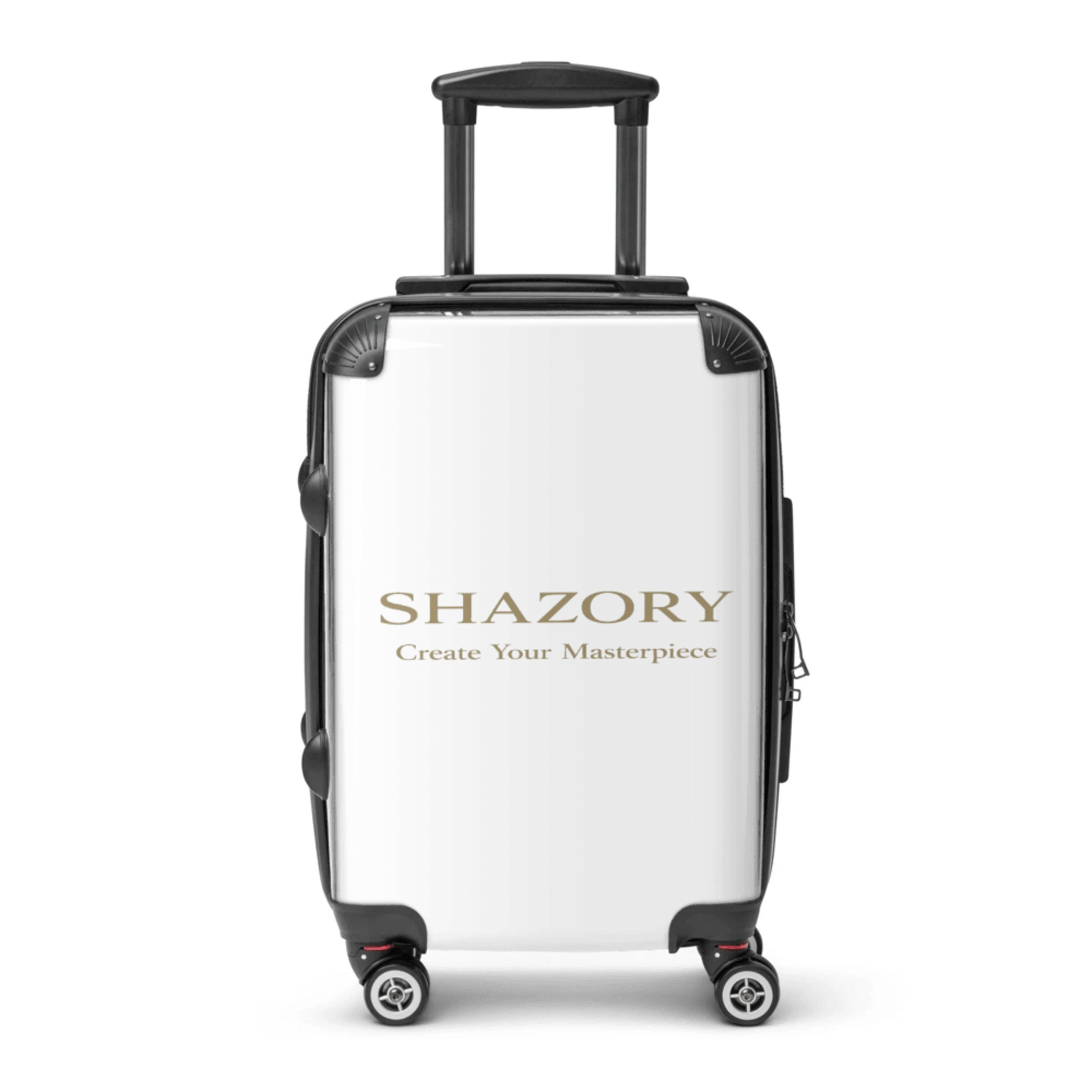 Top view of custom suitcase — personalized photo design from Creator Studio