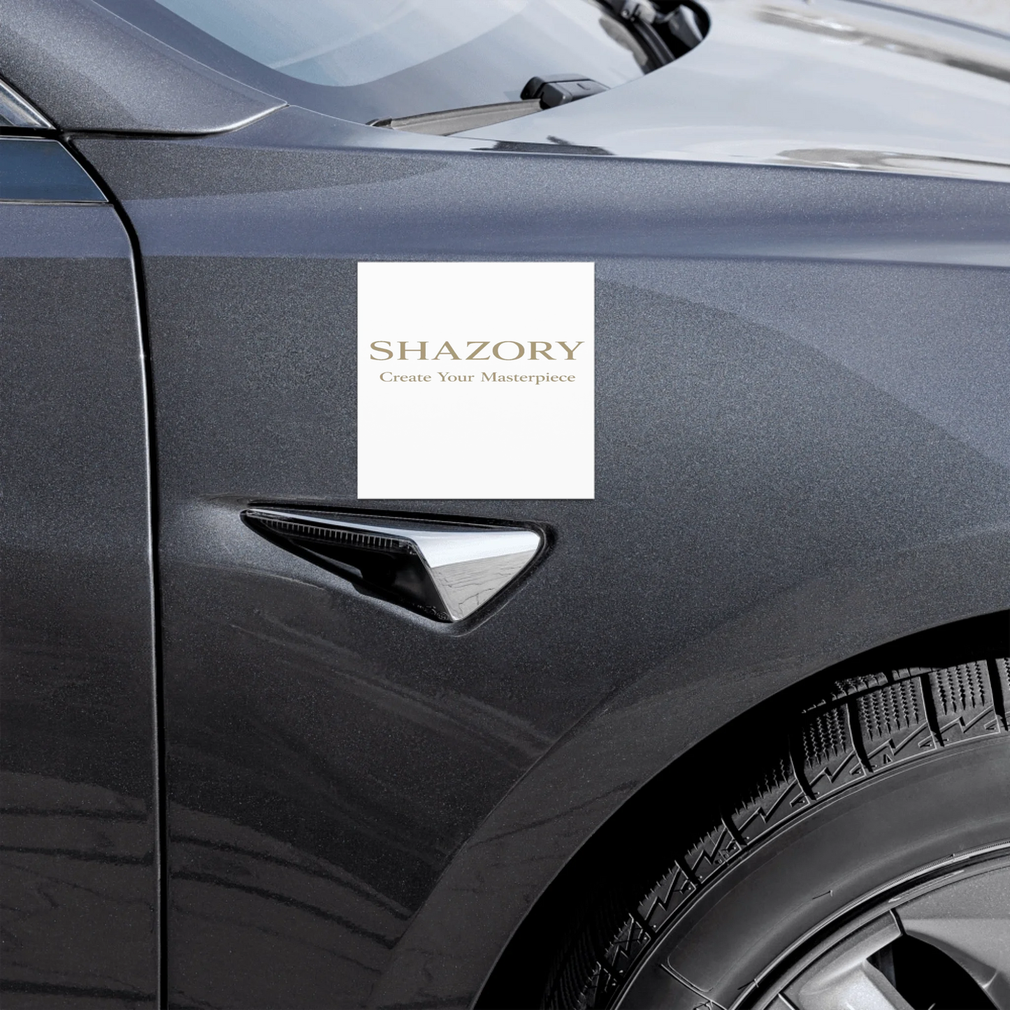 Close-up detail of custom photo print on car magnets — removable magnet surface texture