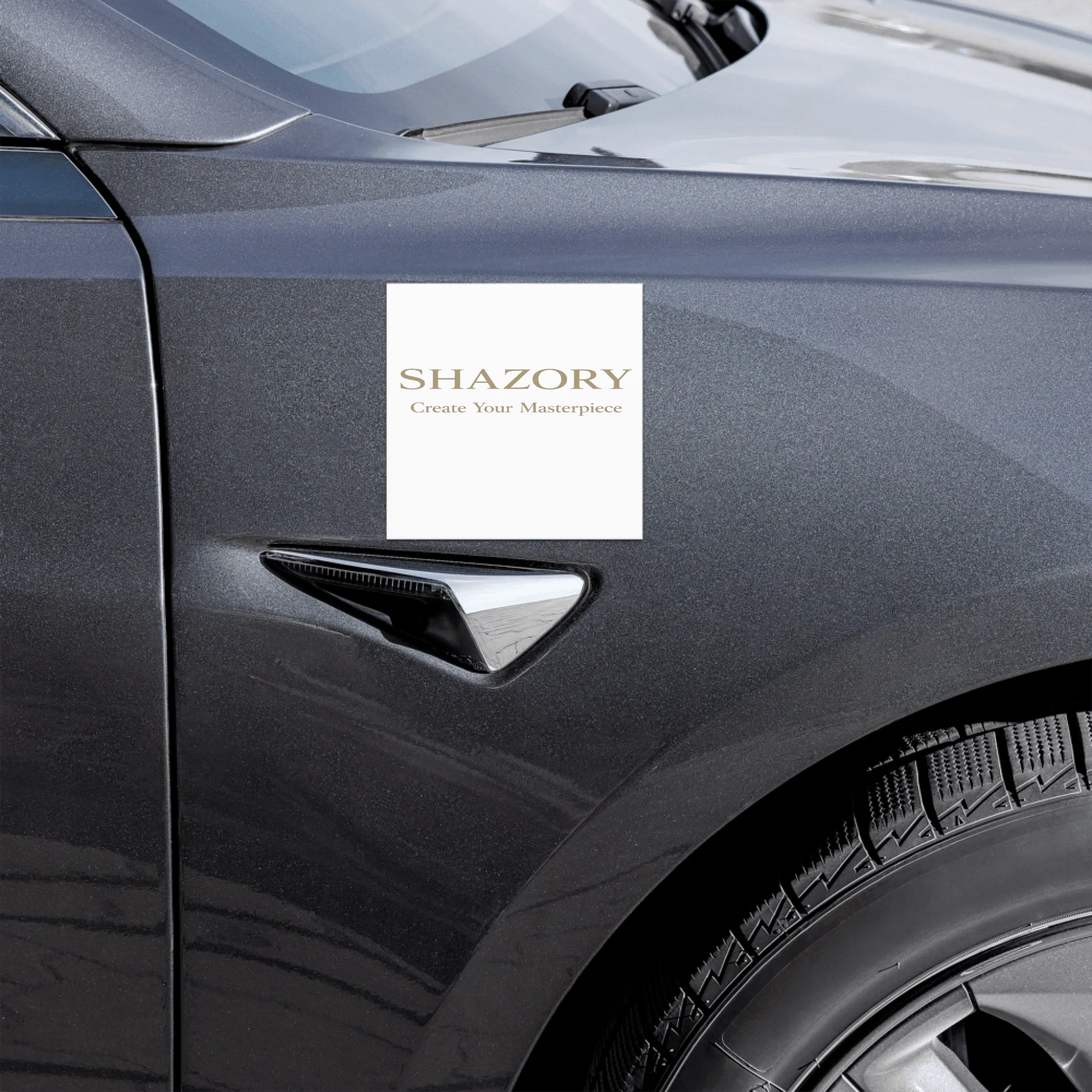 Close-up detail of custom photo print on car magnets — removable magnet surface texture