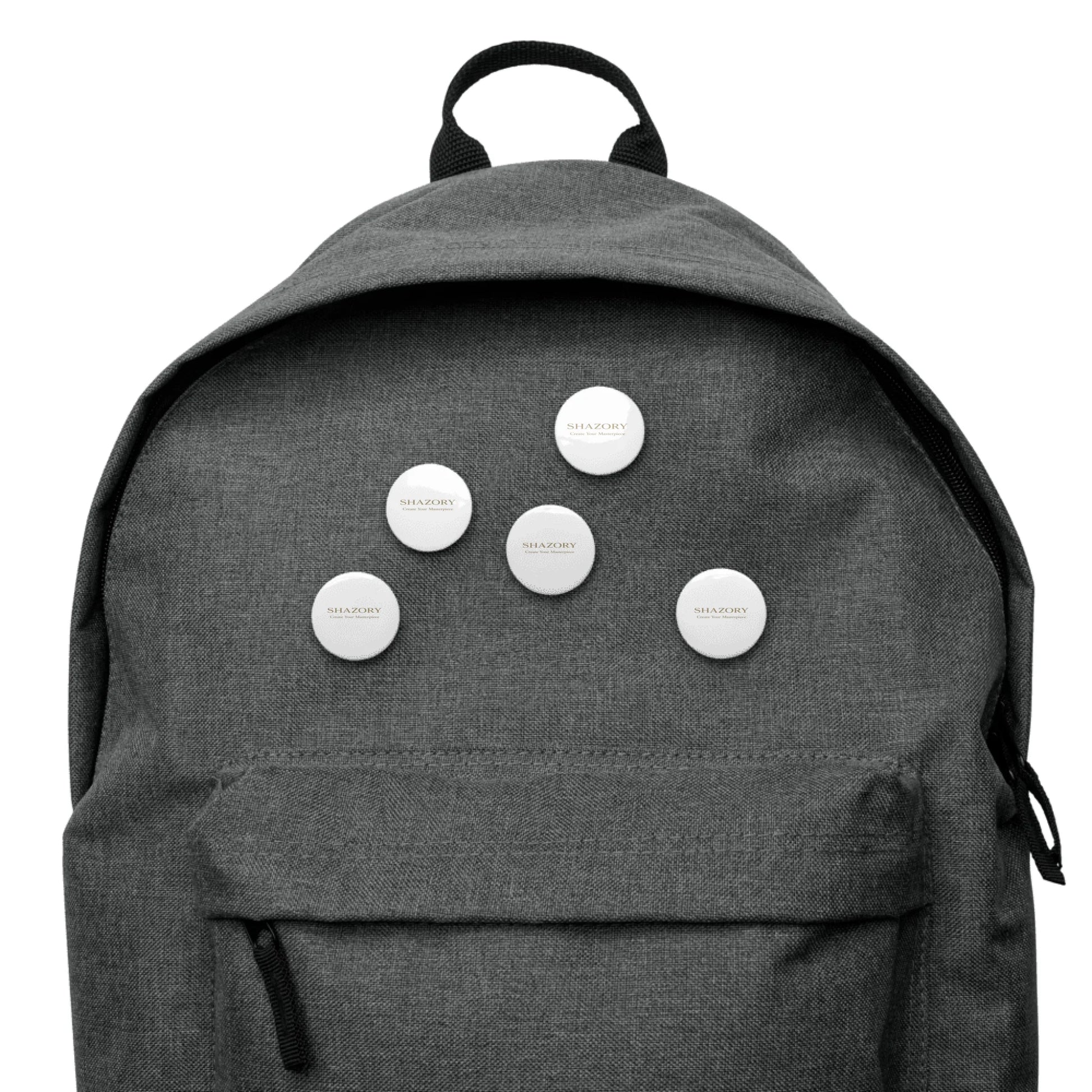 Front view of personalized set of pin buttons — pin button for everyday use