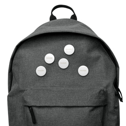 Front view of personalized set of pin buttons — pin button for everyday use