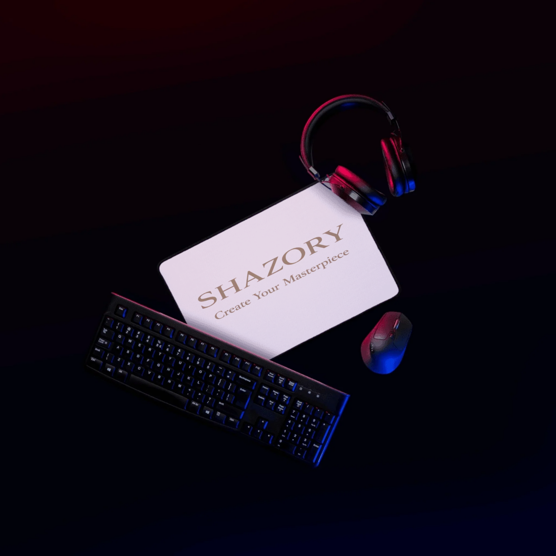 Front view of personalized desk mat — gaming accessory for everyday use