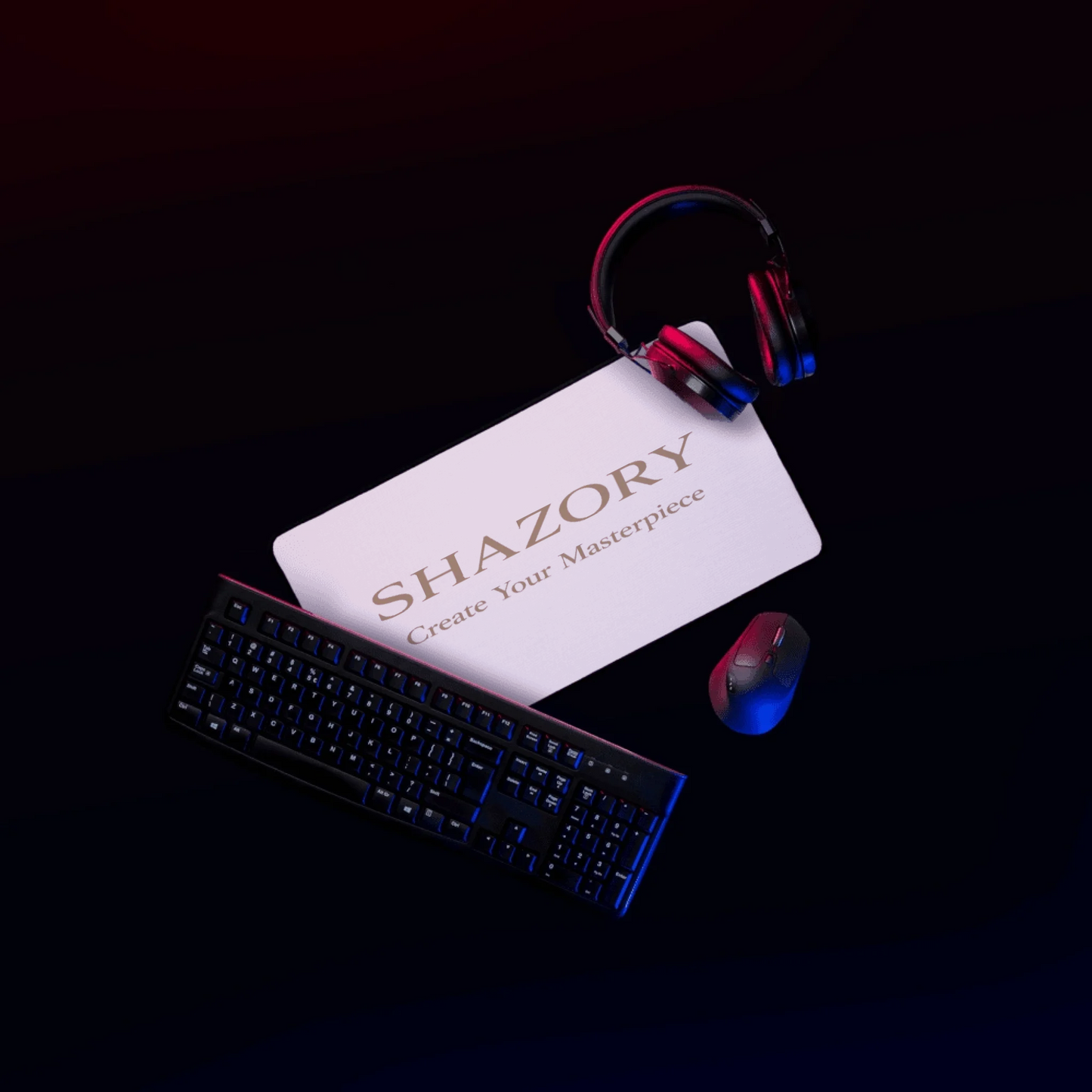 Lifestyle styling of personalized desk mat — desk mat ready for daily use