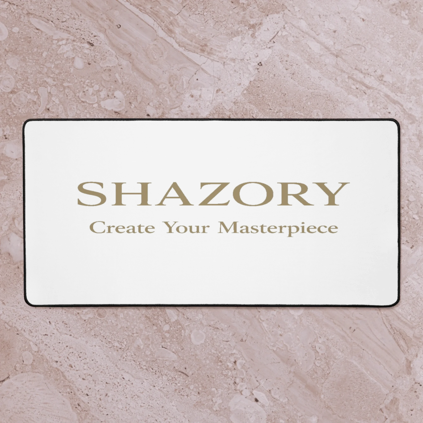 Detail texture macro of custom desk mat — premium home office decor finish