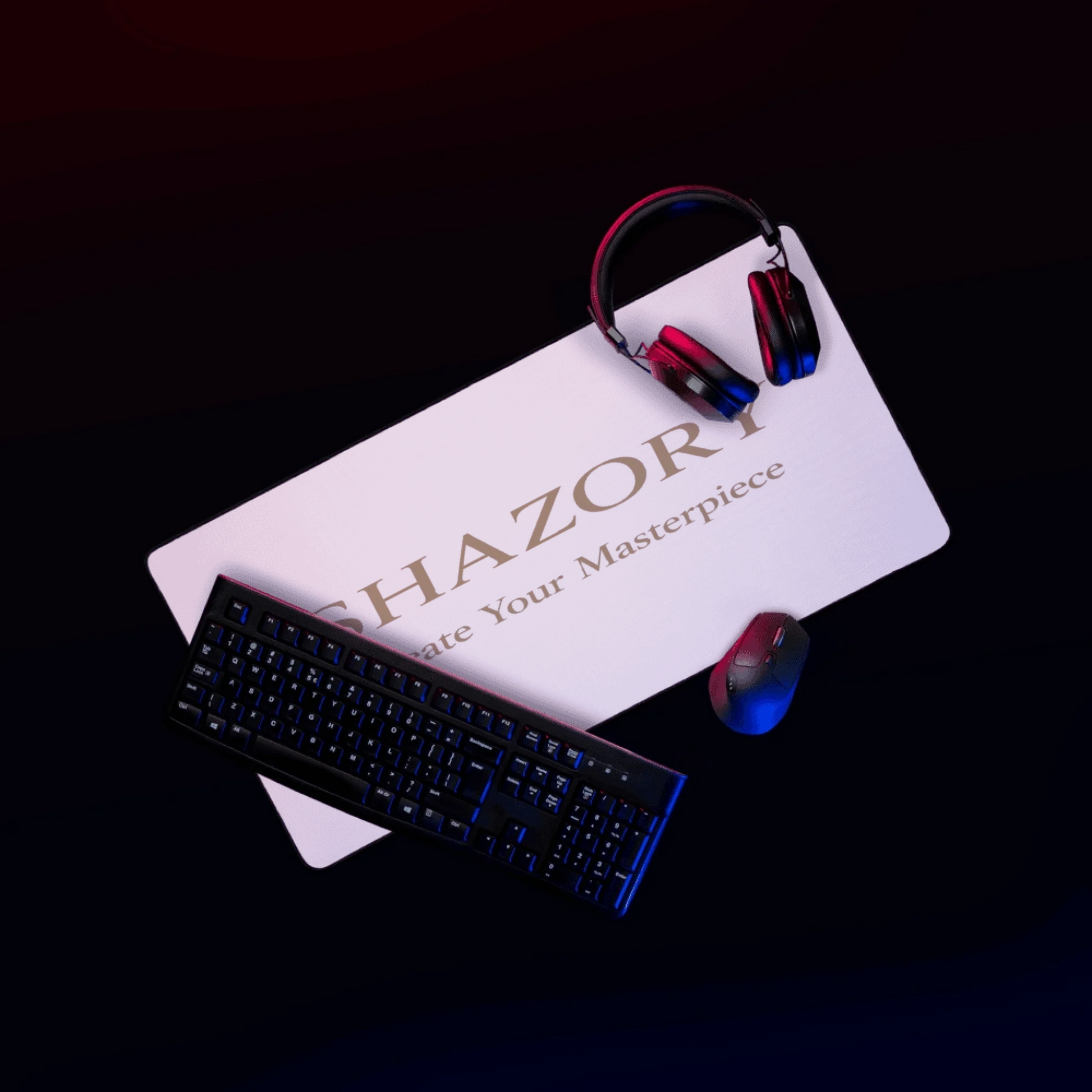 Custom desk mat shown in use — desk mat made for everyday styling