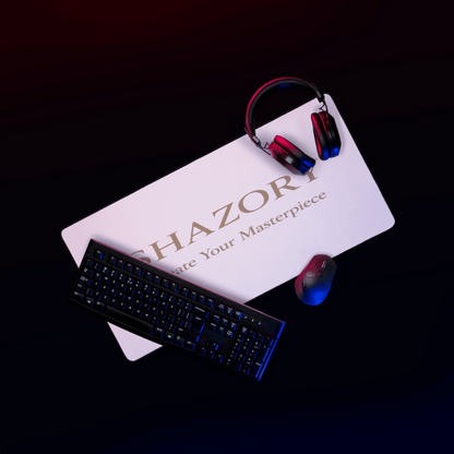 Custom desk mat shown in use — desk mat made for everyday styling