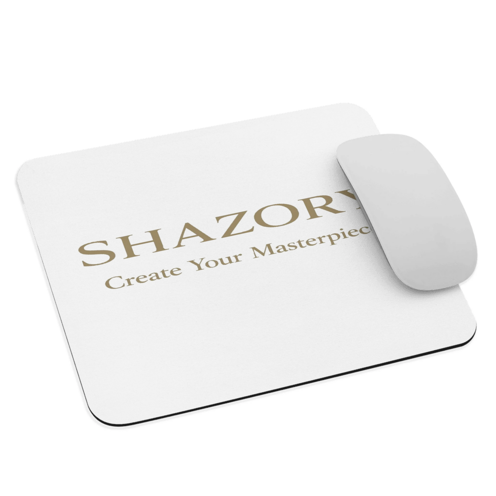Close-up detail of custom photo print on mouse pad — home office decor surface texture