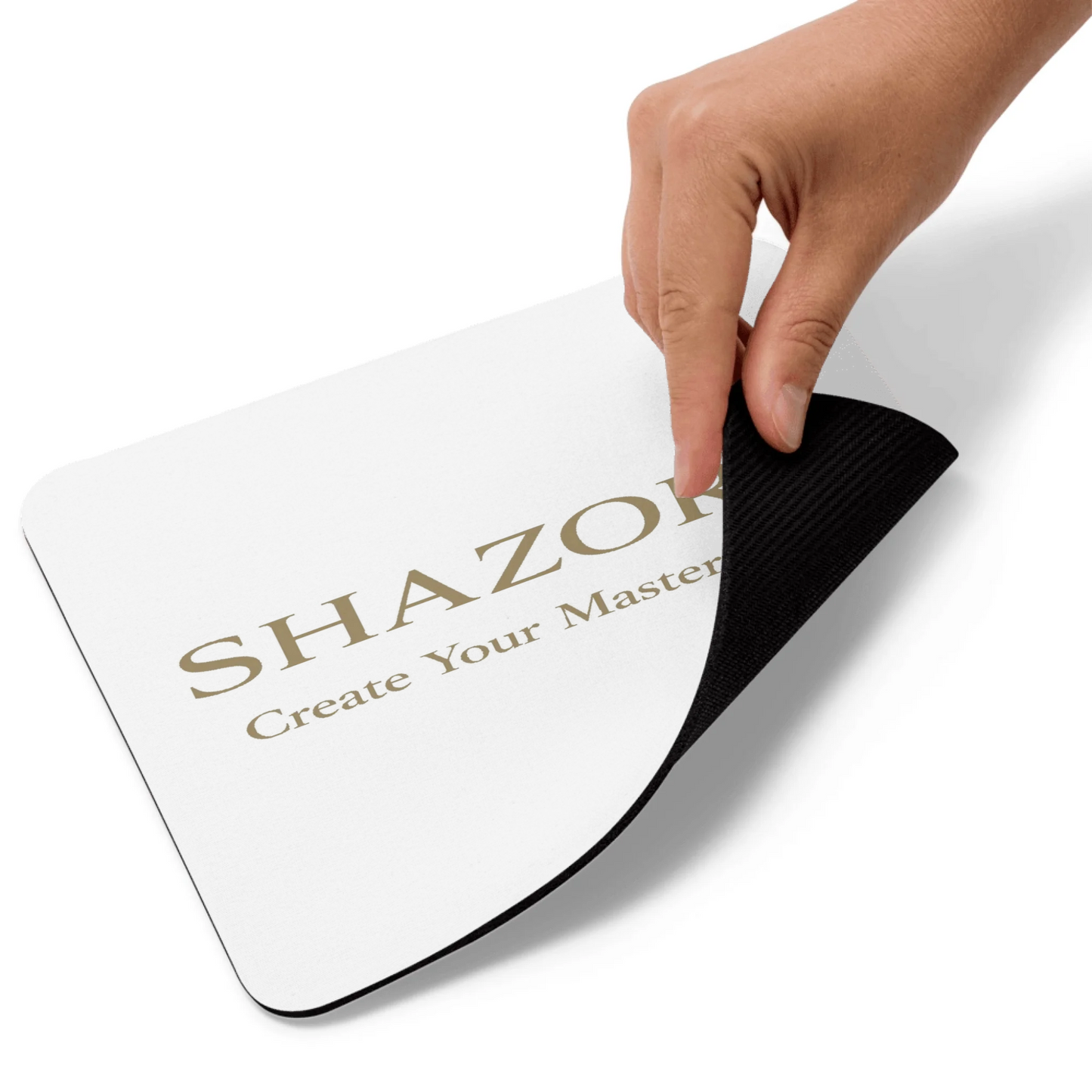 Lifestyle styling of personalized mouse pad — compact mouse pad ready for daily use