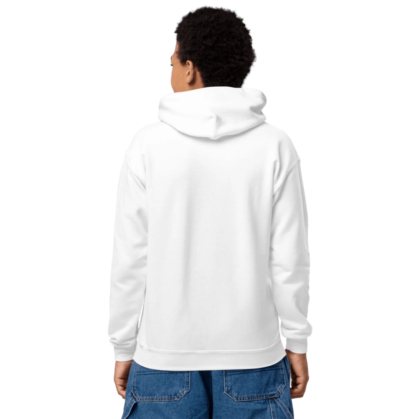 Alternate angle of custom youth heavy blend hoodie — personalized design on heavyweight fleece
