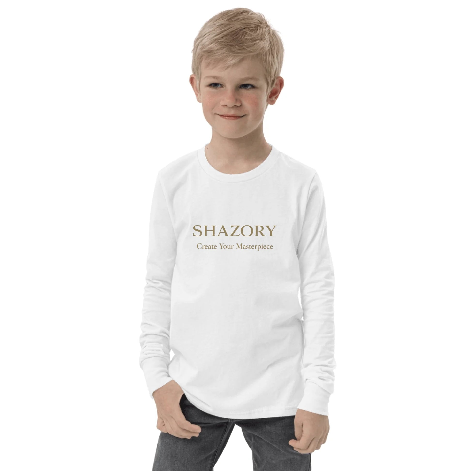 Close-up detail of custom photo print on youth long sleeve tee — long sleeve tee surface texture