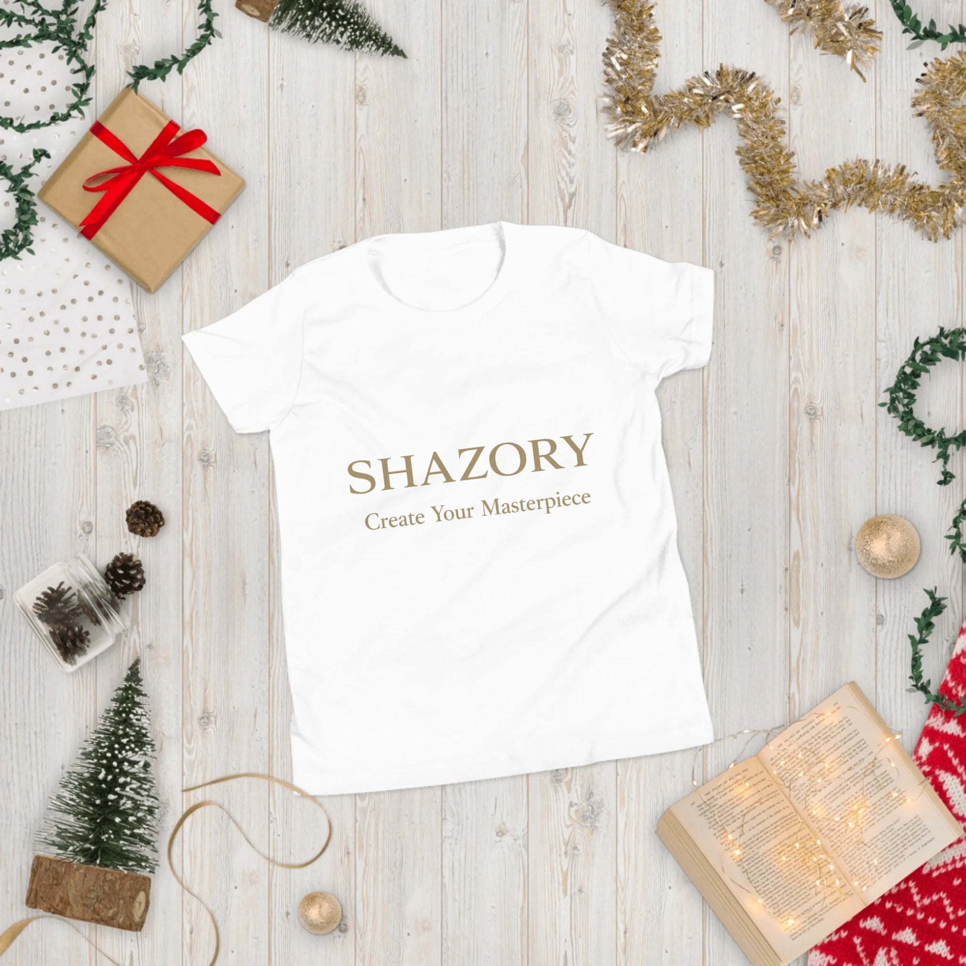 Alternate angle of custom youth staple tee — personalized design with kids apparel