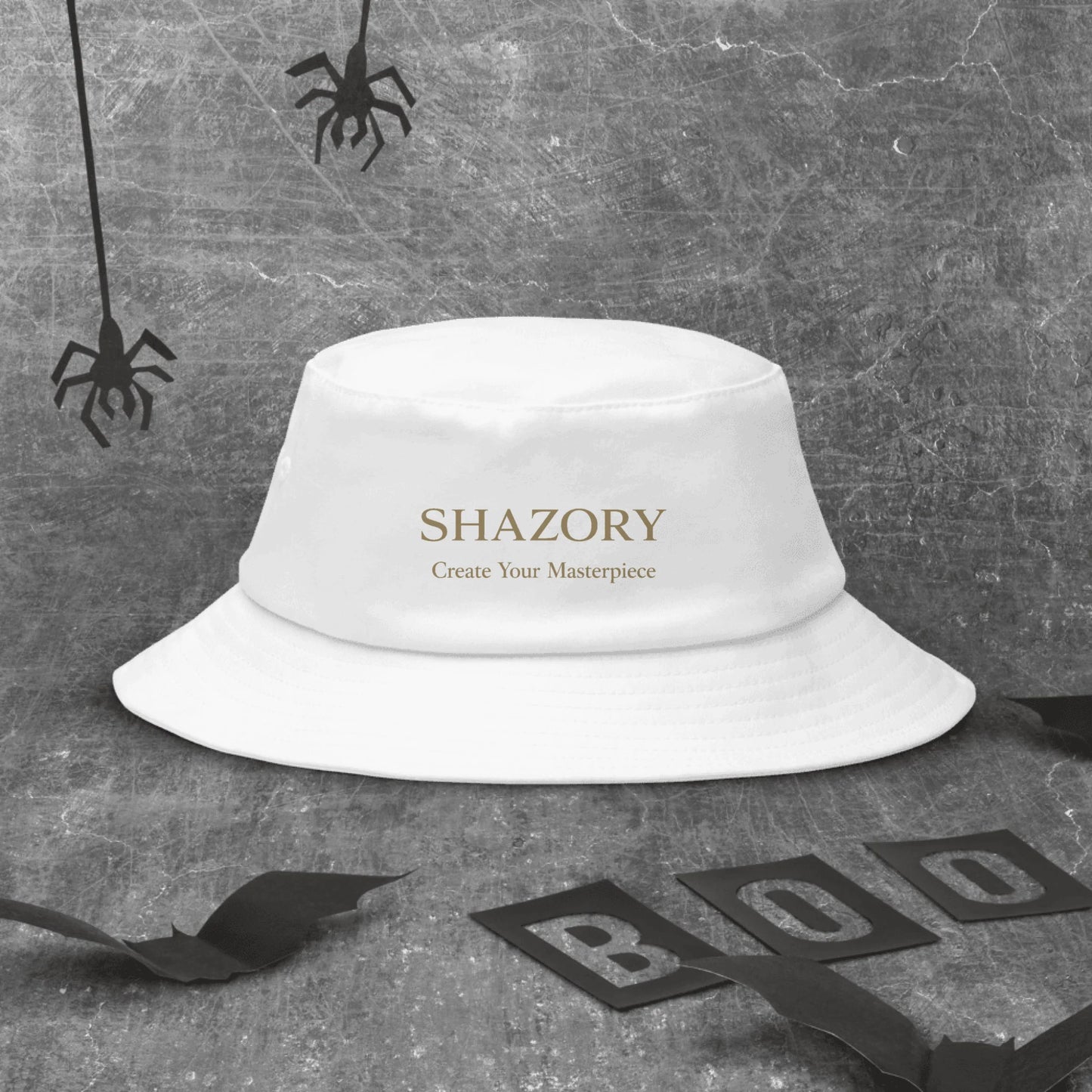 Lifestyle styling of personalized bucket hat — bucket hat ready for daily use