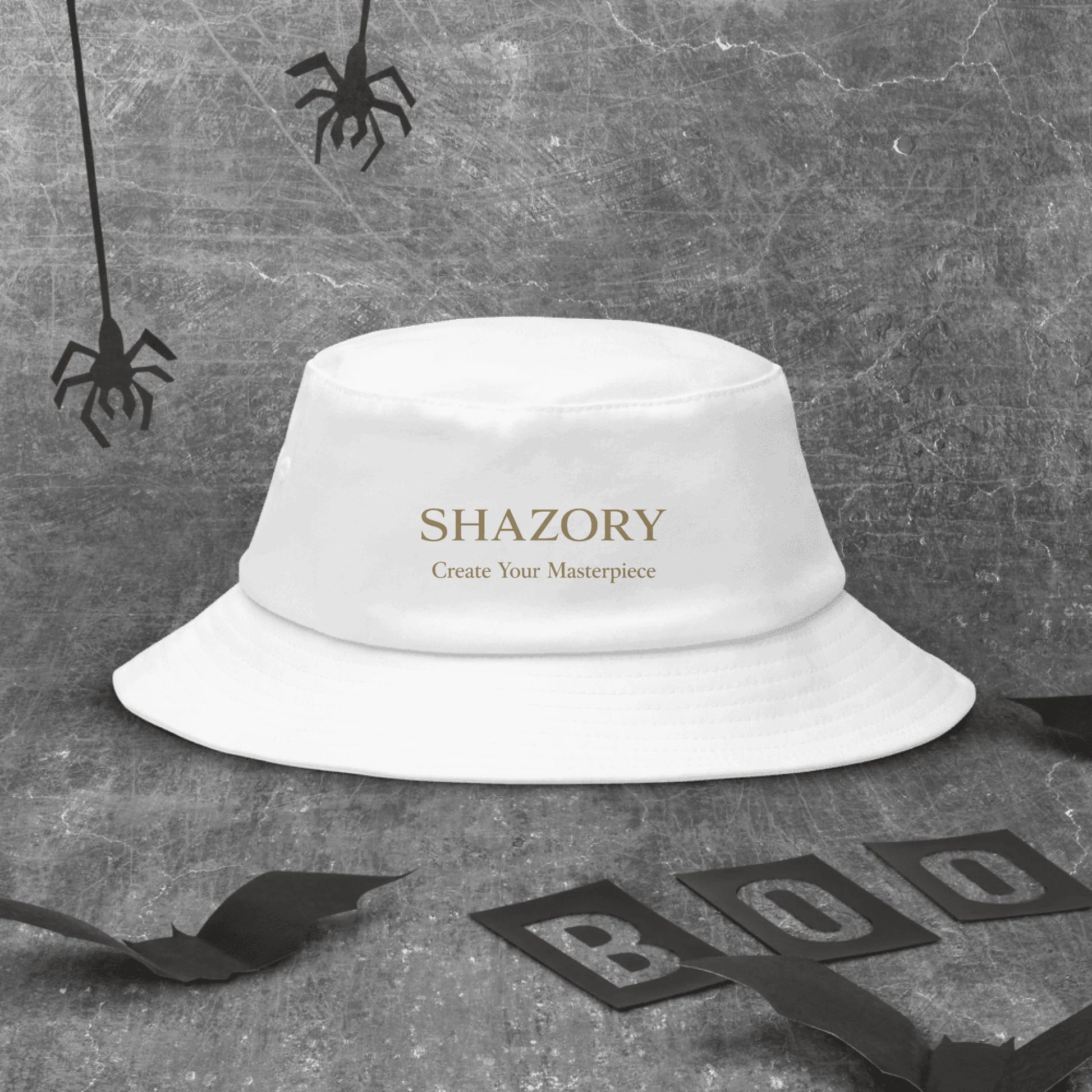Lifestyle styling of personalized bucket hat — bucket hat ready for daily use