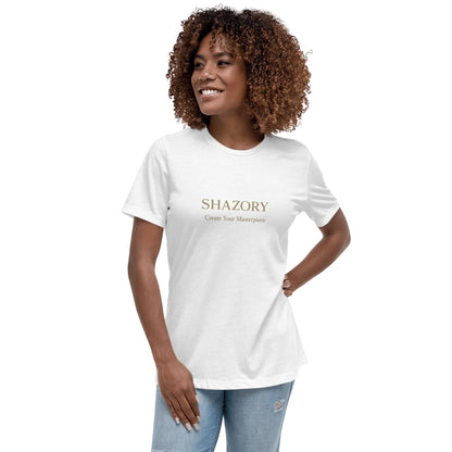 Close-up detail of custom photo print on women's relaxed t-shirt — drop shoulder tee surface texture