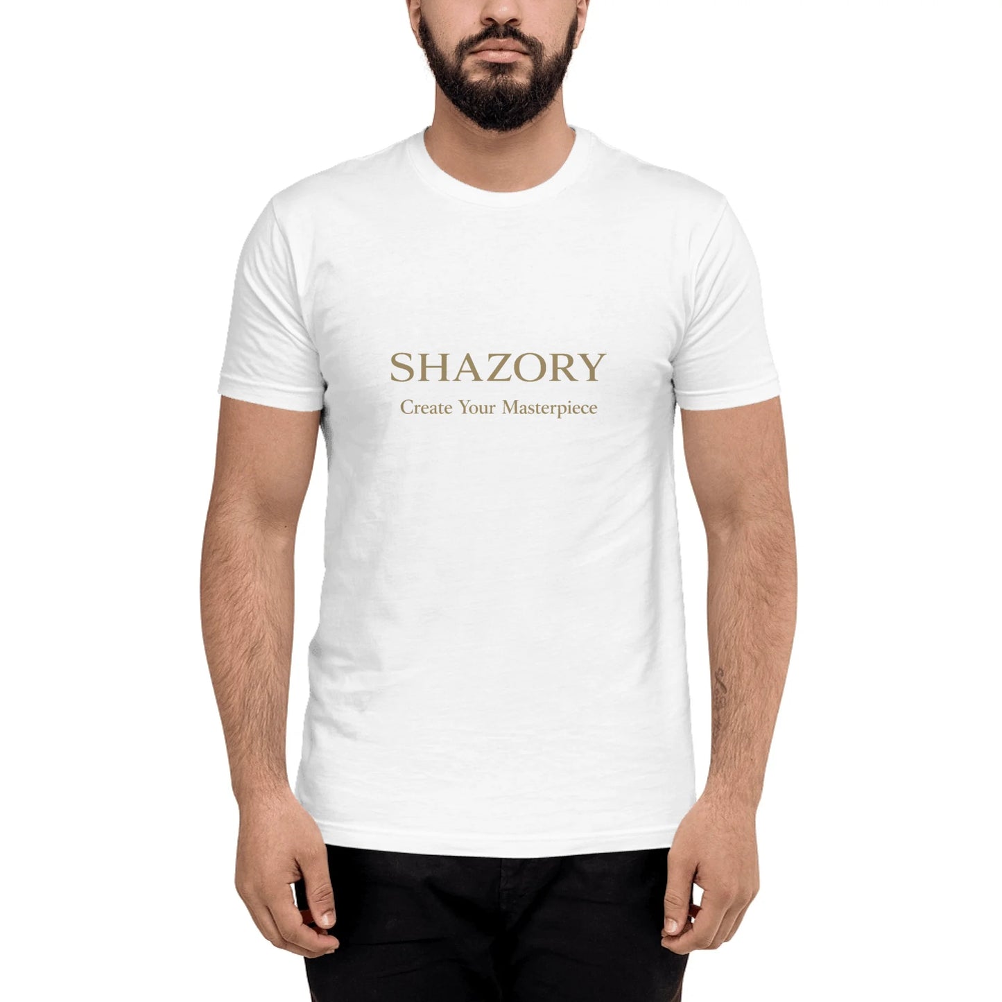 Front view of personalized men's fitted t-shirt — mens tee for everyday use
