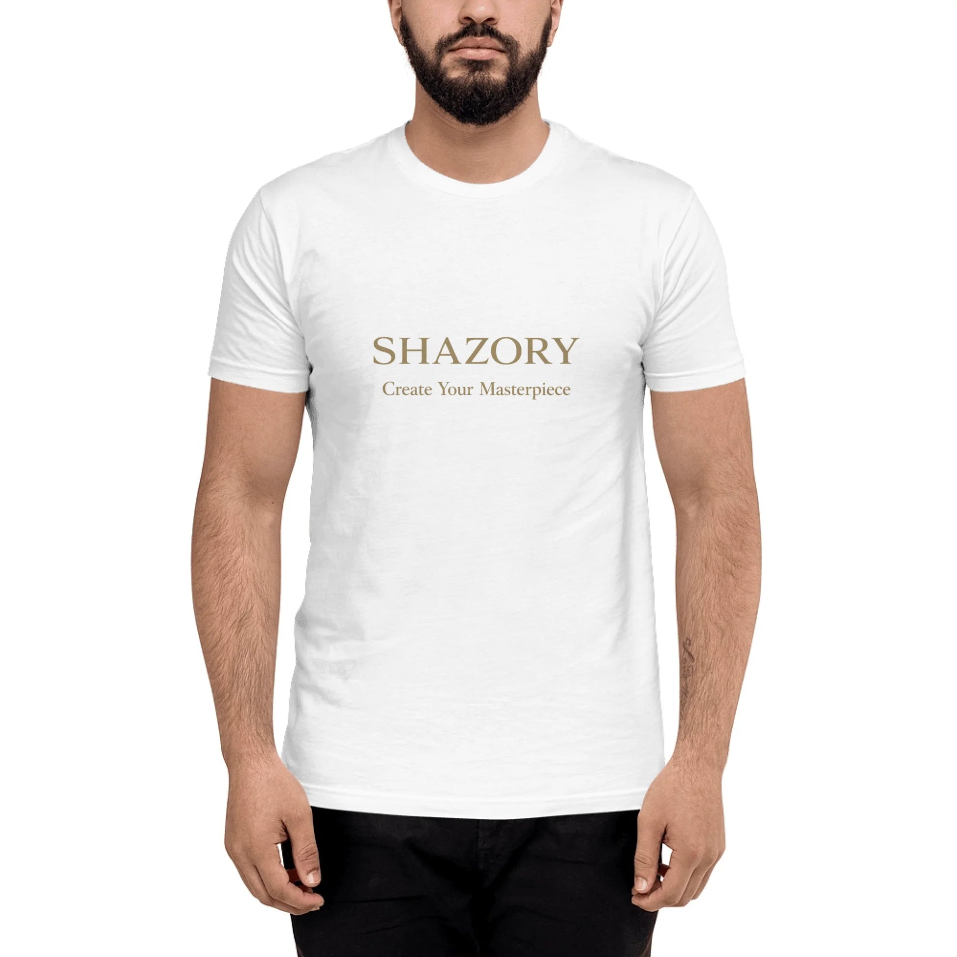 Front view of personalized men's fitted t-shirt — mens tee for everyday use