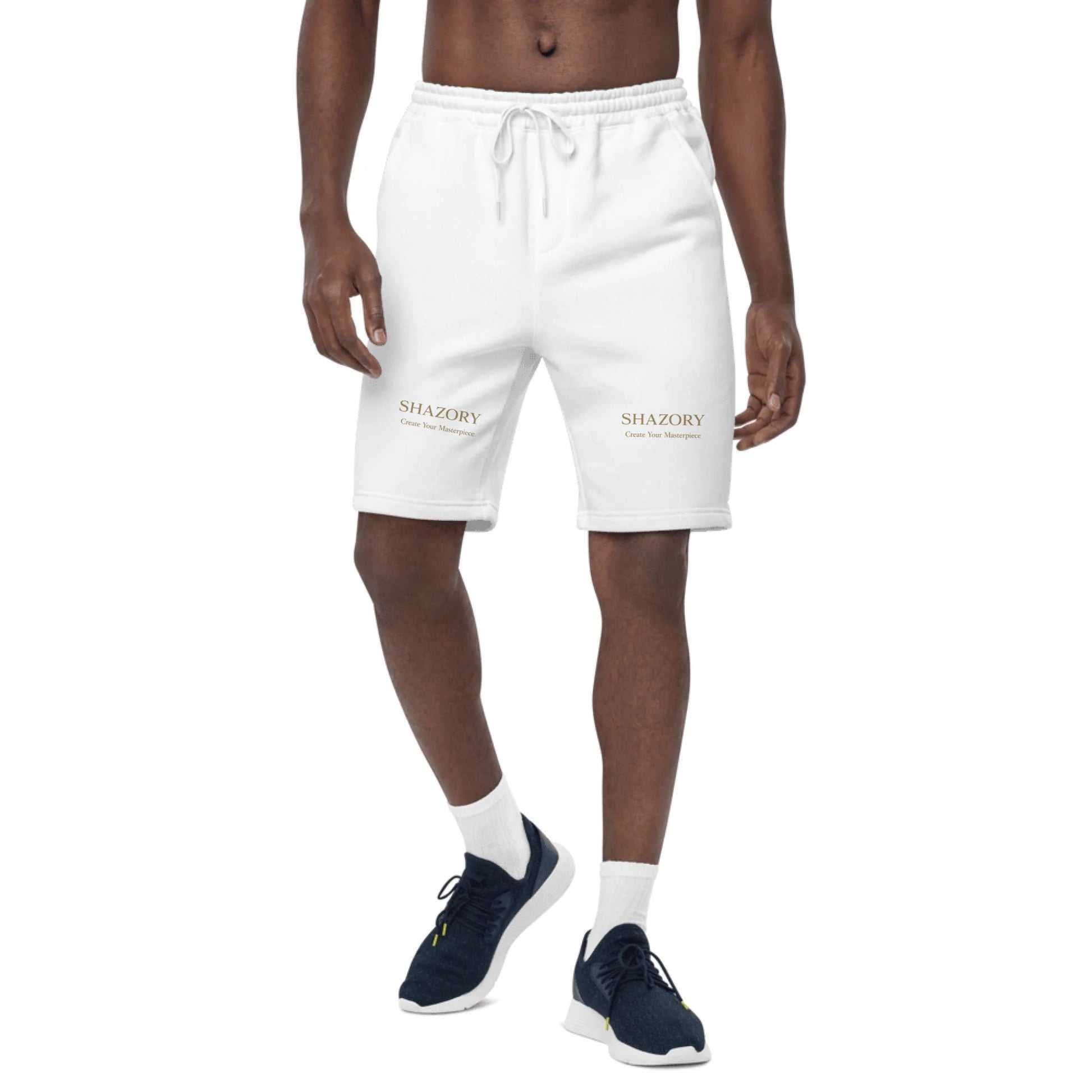 Front view of personalized men's fleece shorts — mens shorts for everyday use