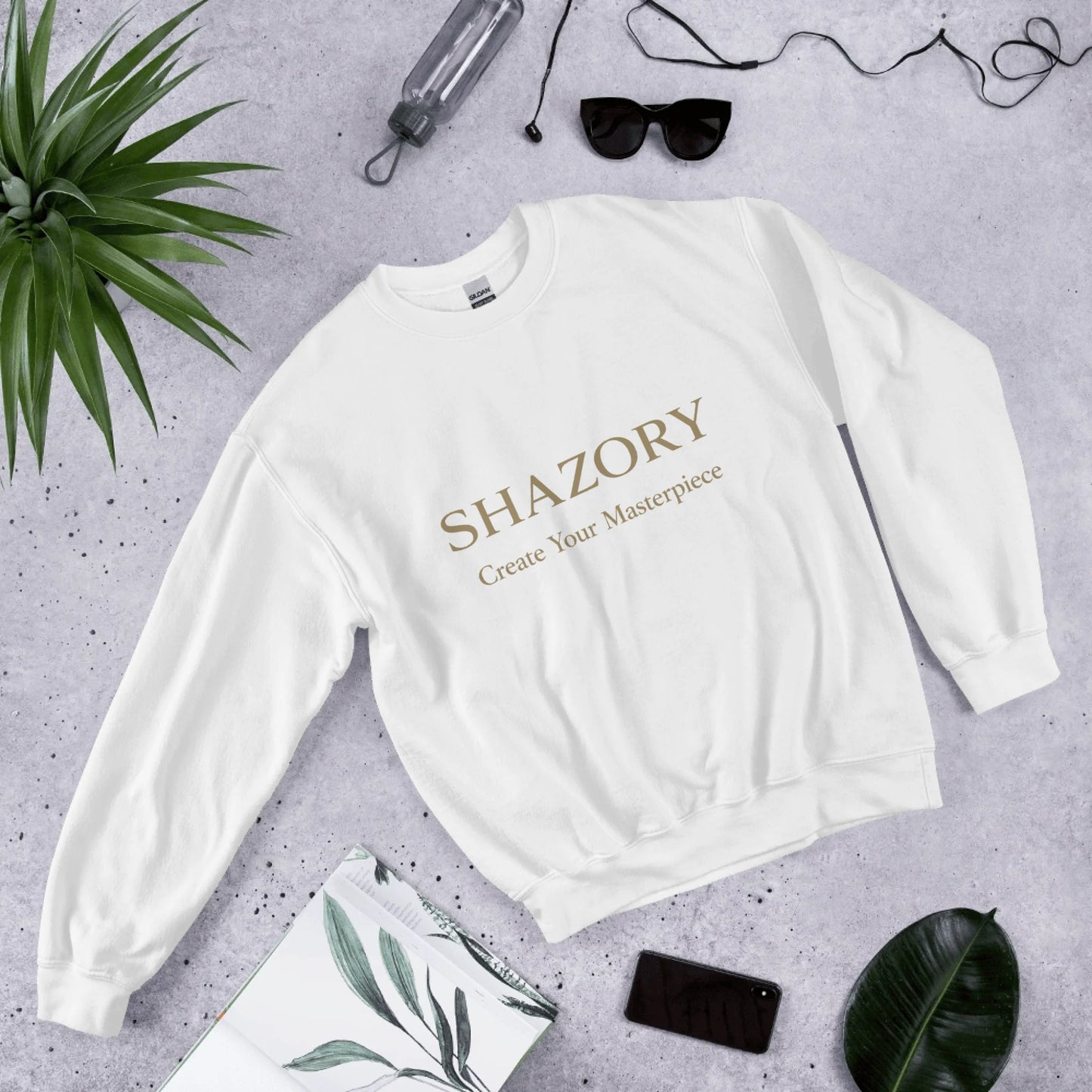 Detail texture macro of custom unisex crew neck sweatshirt — premium heavy blend sweatshirt finish