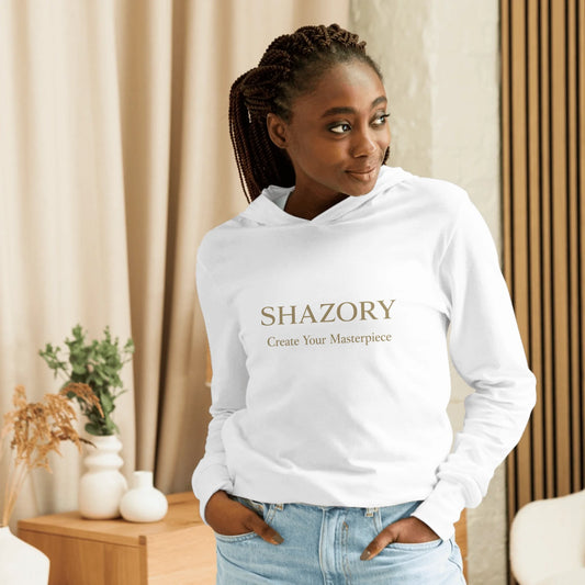 Front view of personalized unisex hooded long sleeve tee — hooded long sleeve for everyday use