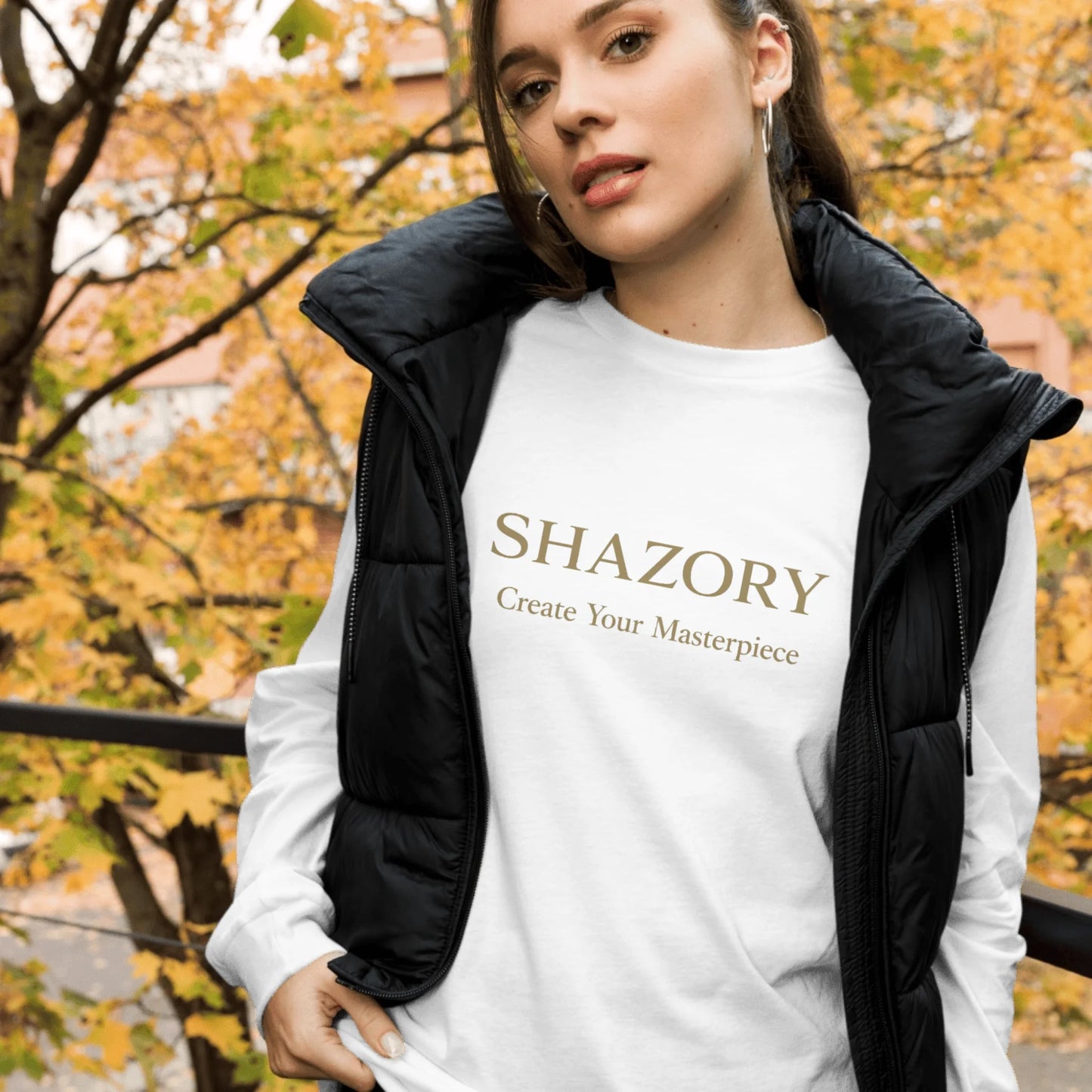 Close-up detail of custom photo print on unisex long sleeve tee — graphic tee surface texture