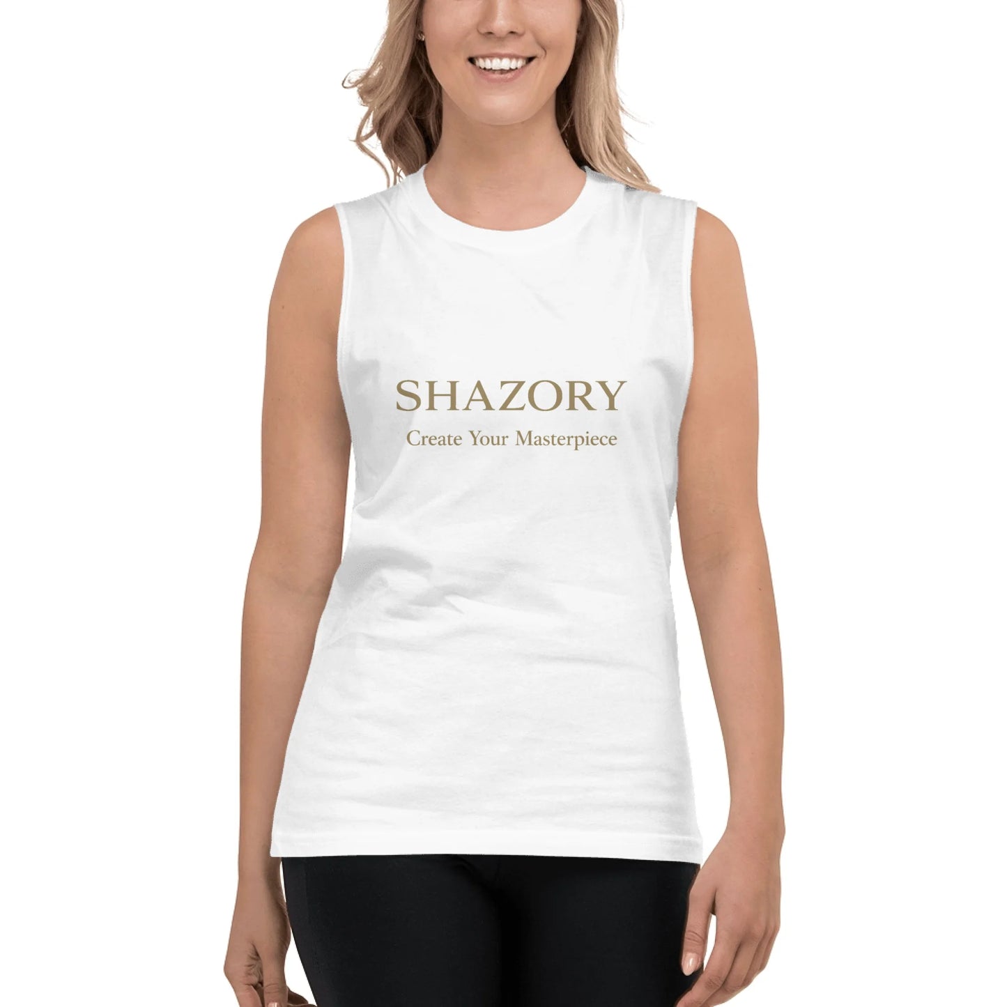 Alternate angle of custom unisex muscle shirt — personalized design with athletic apparel