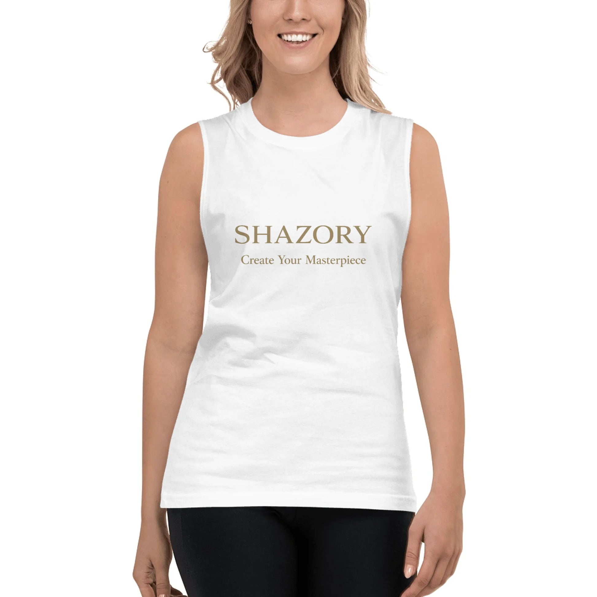Alternate angle of custom unisex muscle shirt — personalized design with athletic apparel