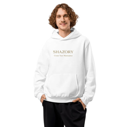 Lifestyle styling of personalized unisex oversized heavyweight hoodie — apparel ready for daily use