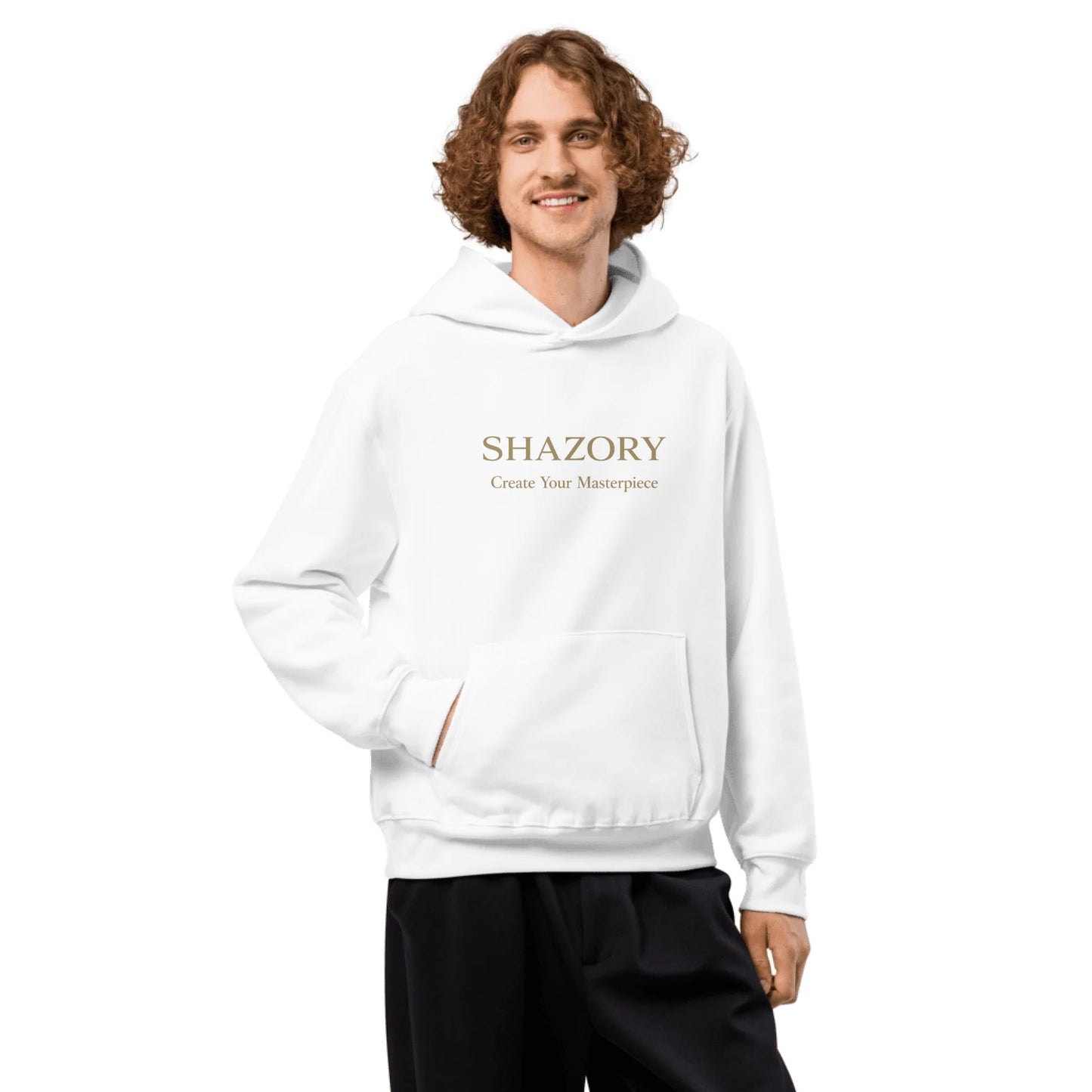 Alternate angle of custom unisex oversized heavyweight hoodie — personalized design with apparel