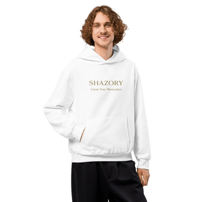 Alternate angle of custom unisex oversized heavyweight hoodie — personalized design with apparel