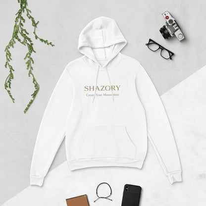 Close-up detail of custom photo print on unisex pullover hoodie — fleece lined surface texture