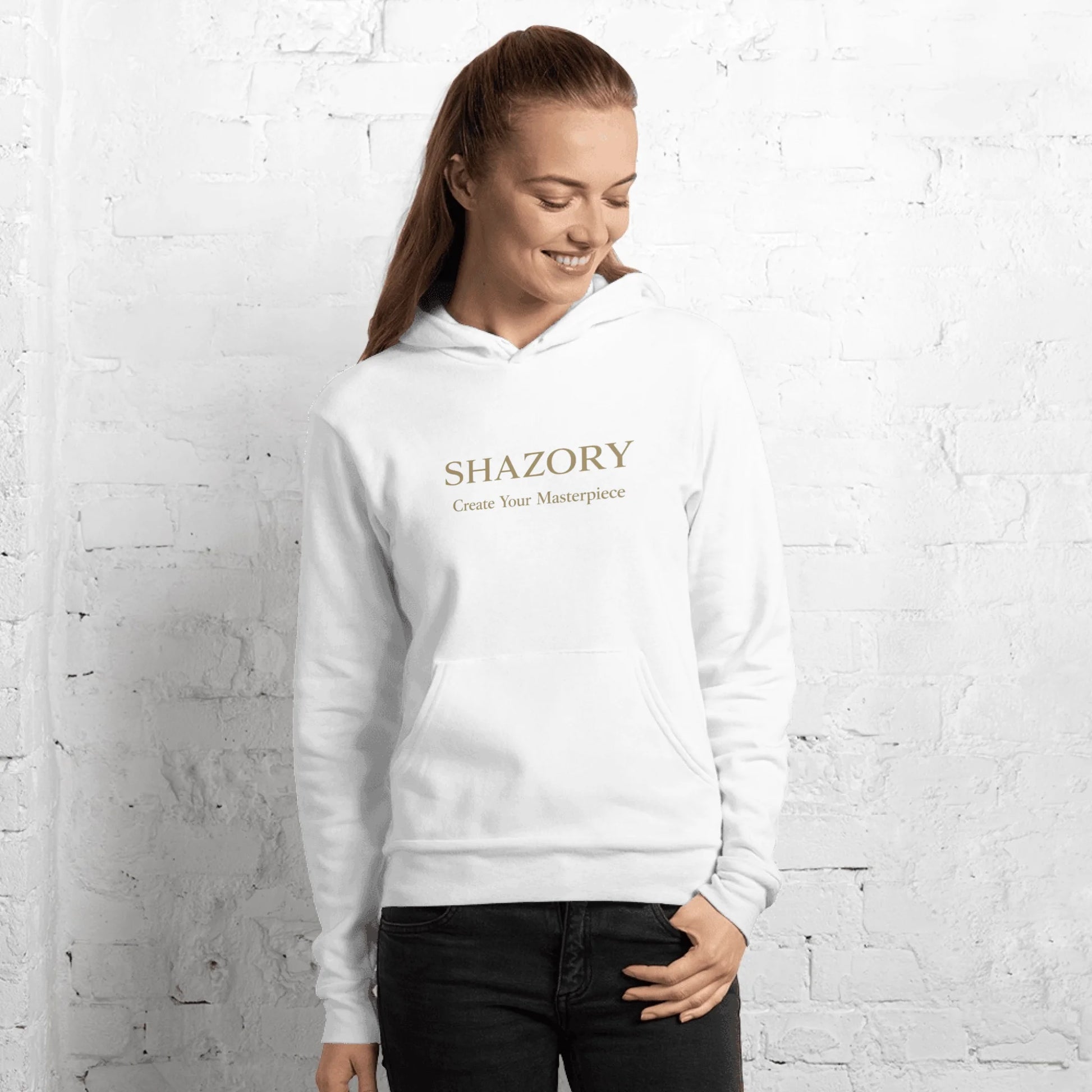 Alternate angle of custom unisex pullover hoodie — personalized design with apparel