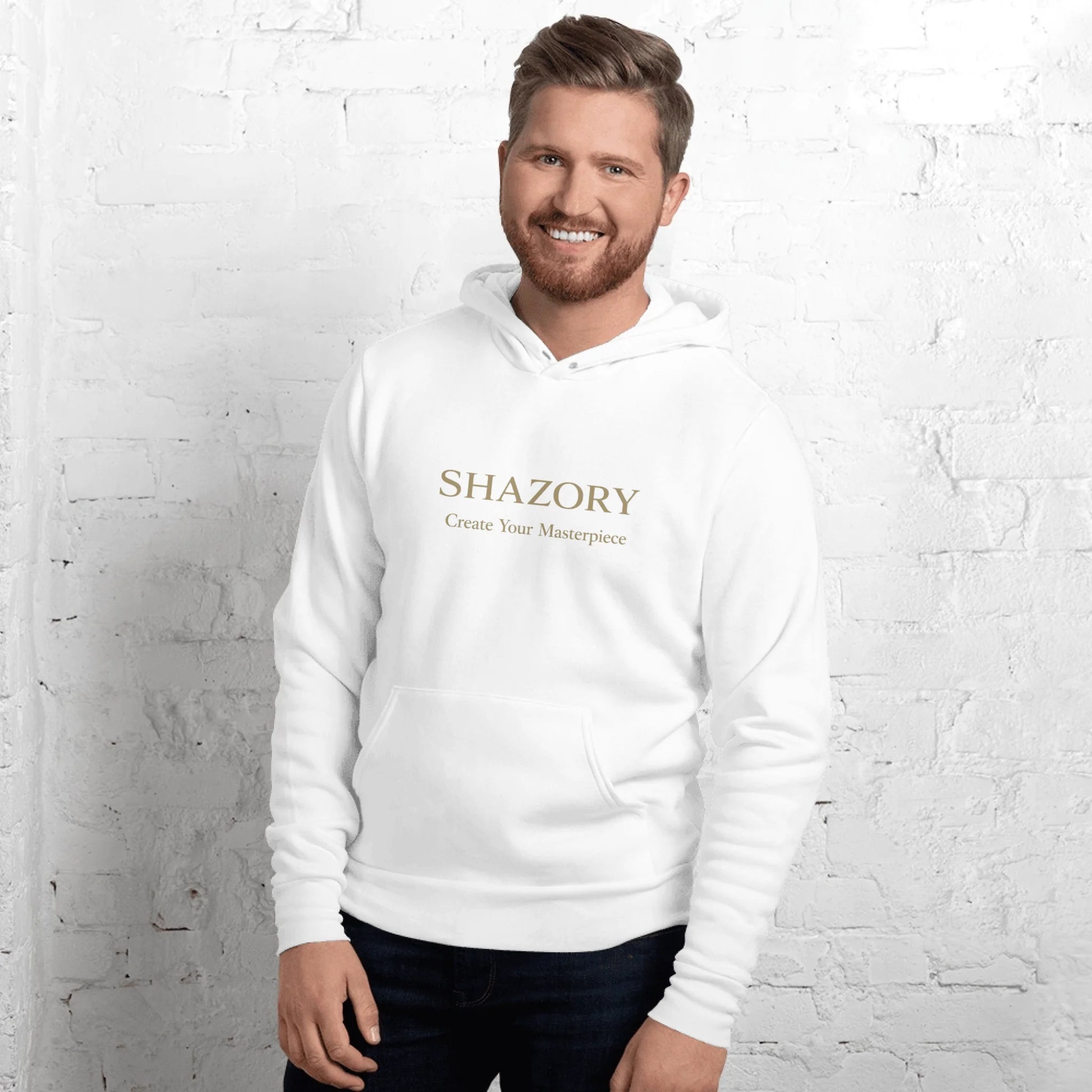 Detail texture macro of custom unisex pullover hoodie — premium fleece lined finish