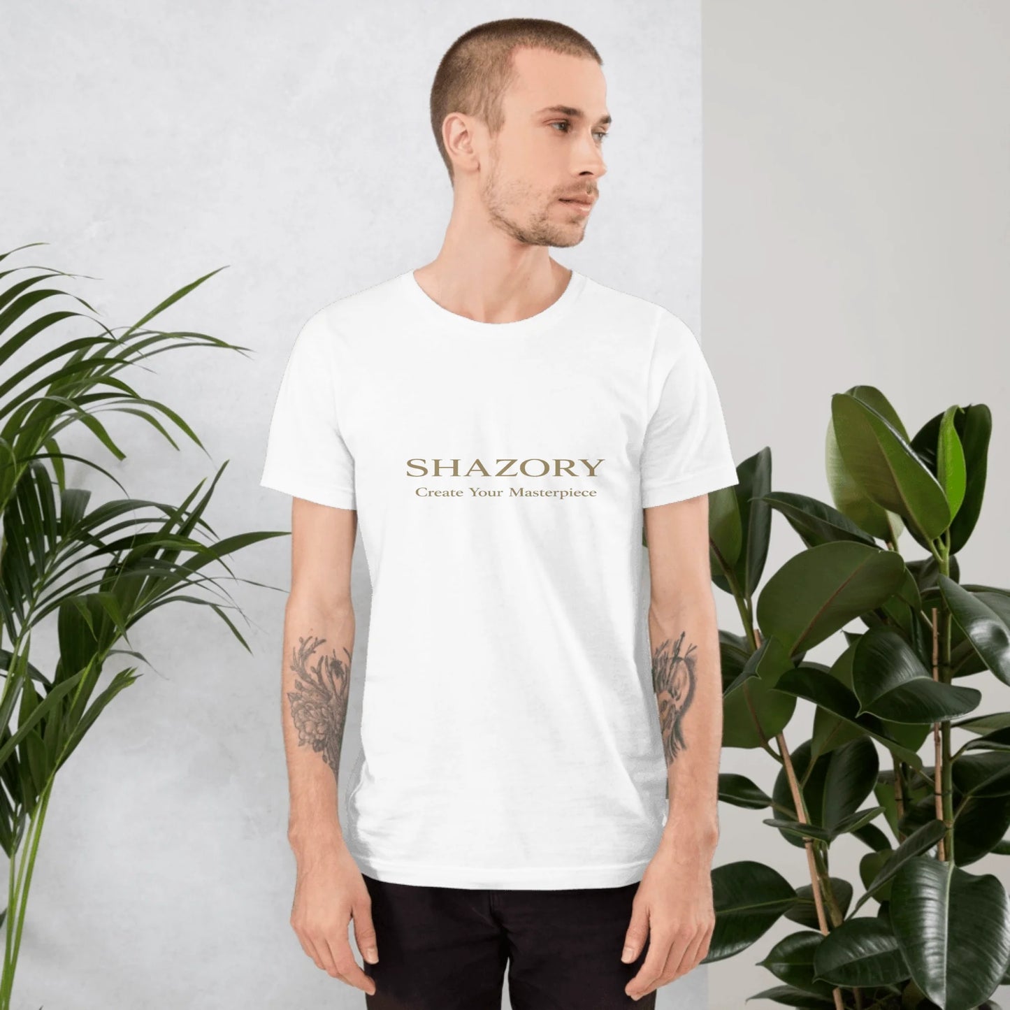 Close-up detail of custom photo print on unisex staple t-shirt — graphic tee surface texture
