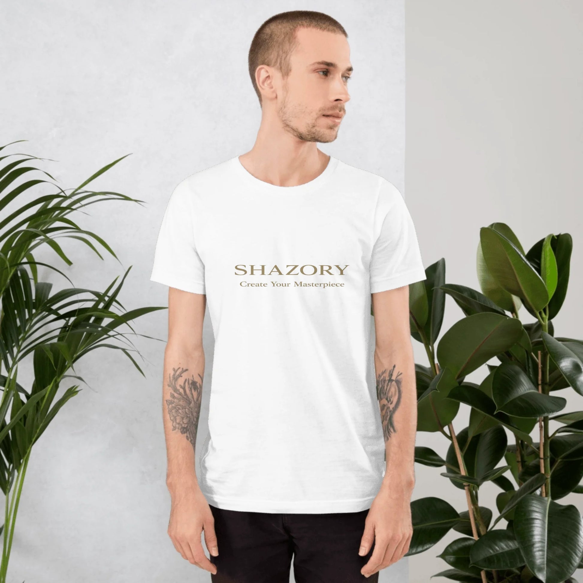 Close-up detail of custom photo print on unisex staple t-shirt — graphic tee surface texture