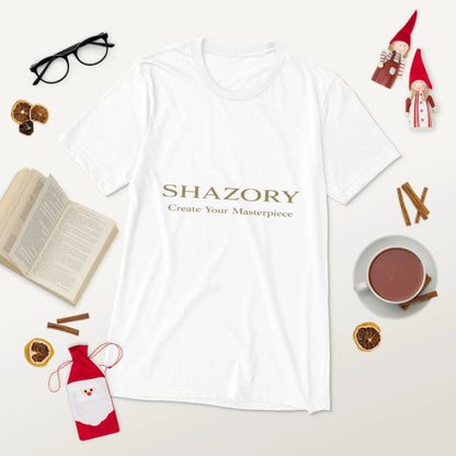 Lifestyle styling of personalized unisex tri-blend tee — vintage-soft apparel ready for daily use