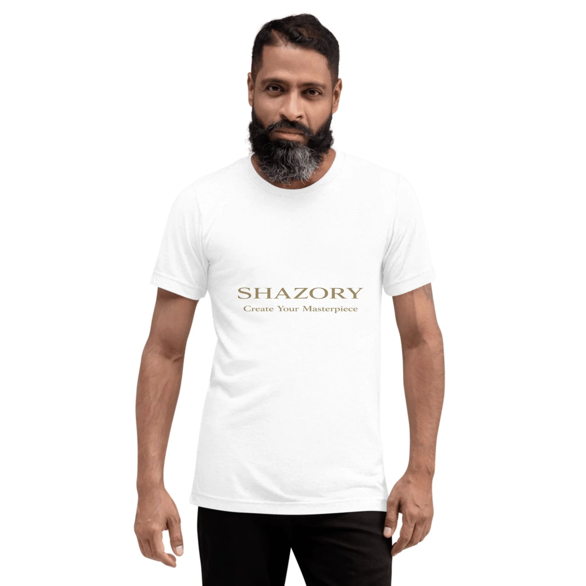Alternate angle of custom unisex tri-blend tee — personalized photo design on tri-blend fabric