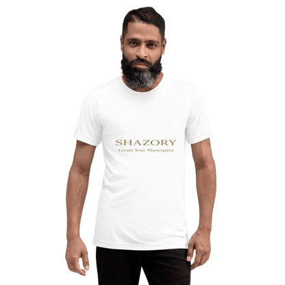 Alternate angle of custom unisex tri-blend tee — personalized photo design on tri-blend fabric