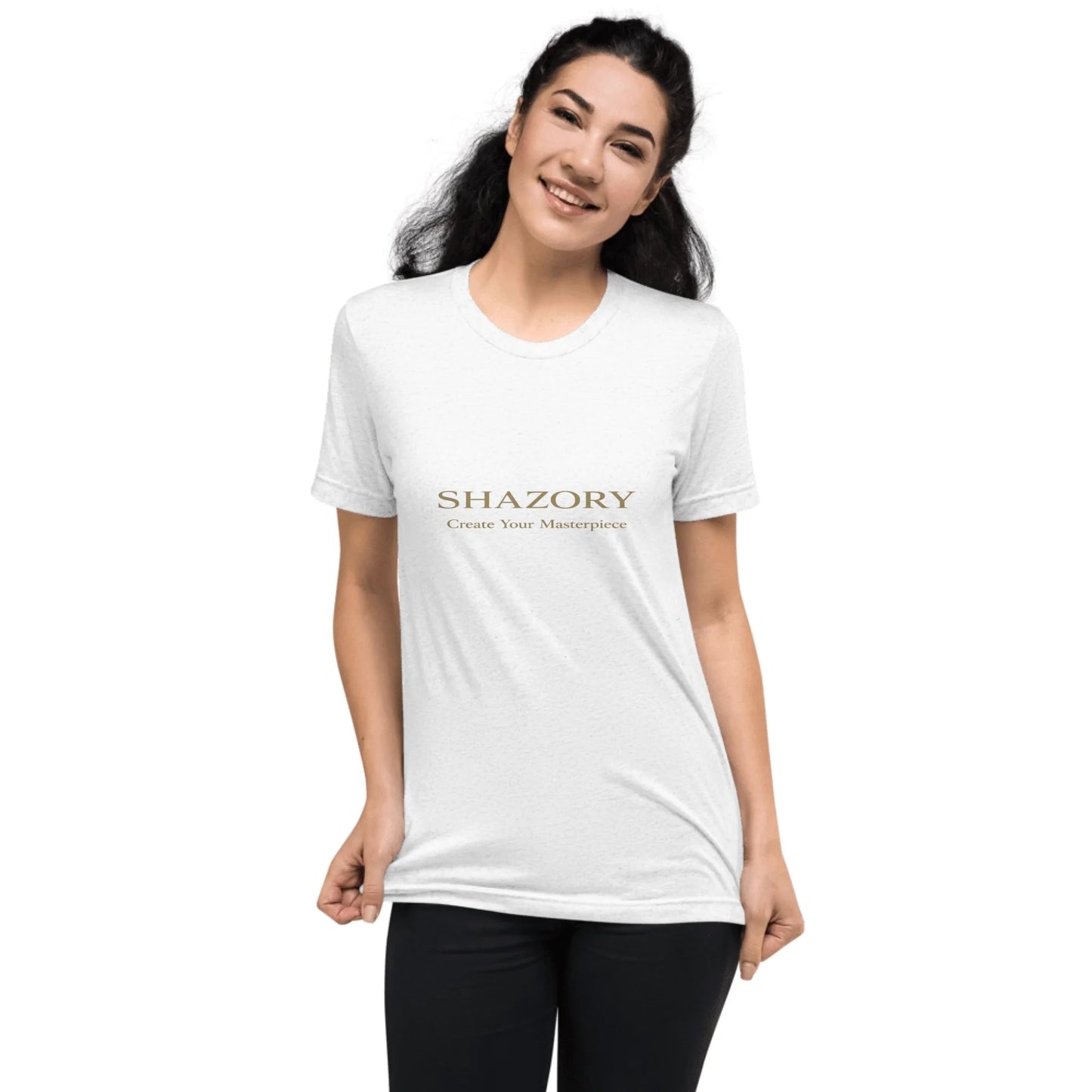 Color or size variation of personalized unisex tri-blend tee — custom photo graphic tee