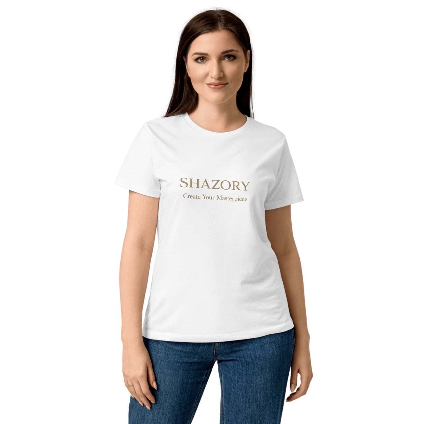 Front view of personalized softstyle tee — fitted contoured cut custom photo tee from Shazory