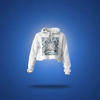 Front view of personalized women’s cropped hoodie — shorter silhouette in soft fleece blend