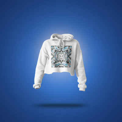 Front view of personalized women’s cropped hoodie — shorter silhouette in soft fleece blend