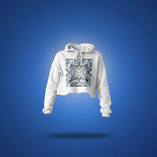 Front view of personalized women’s cropped hoodie — shorter silhouette in soft fleece blend