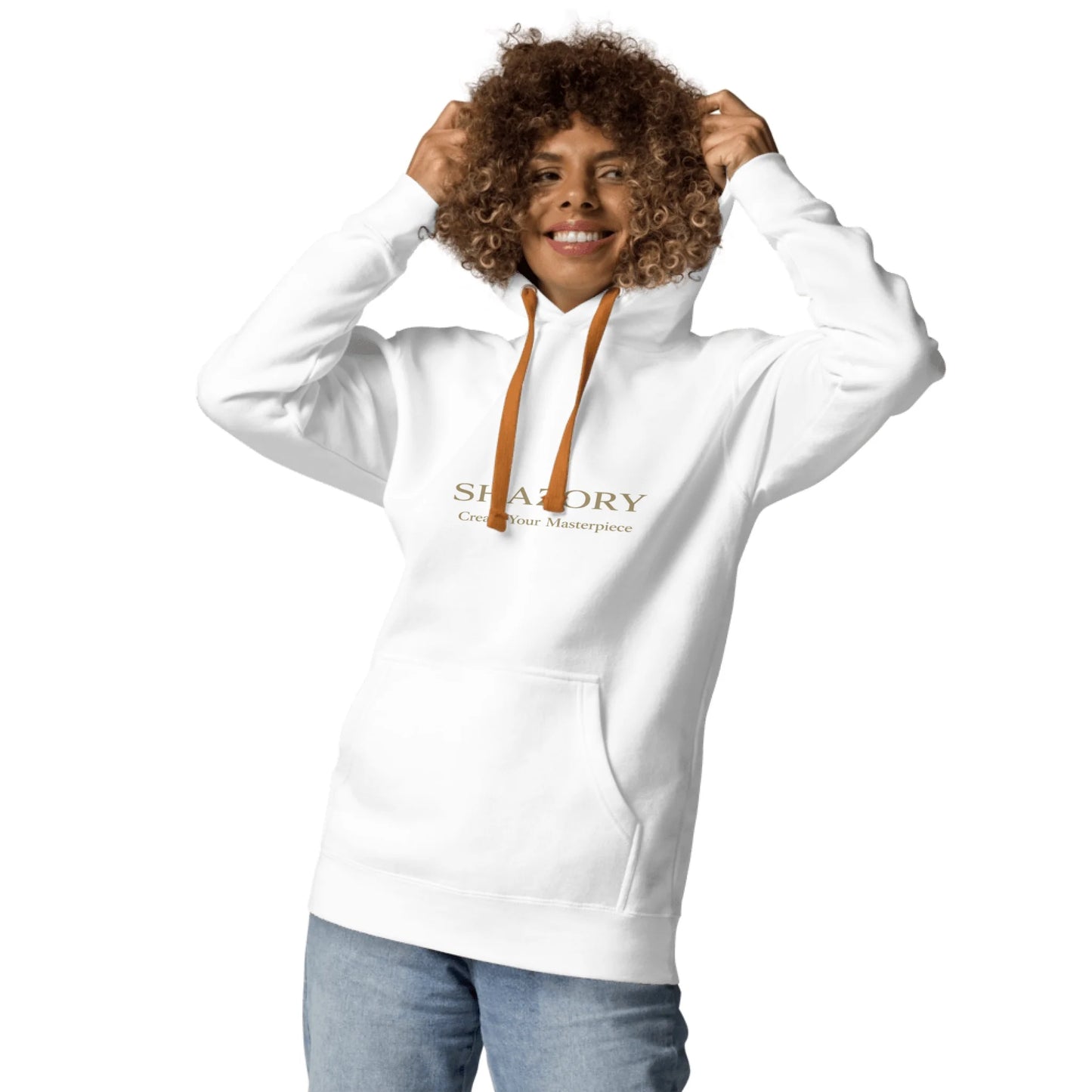 Close-up detail of custom print on premium pullover hoodie — hoodie surface texture